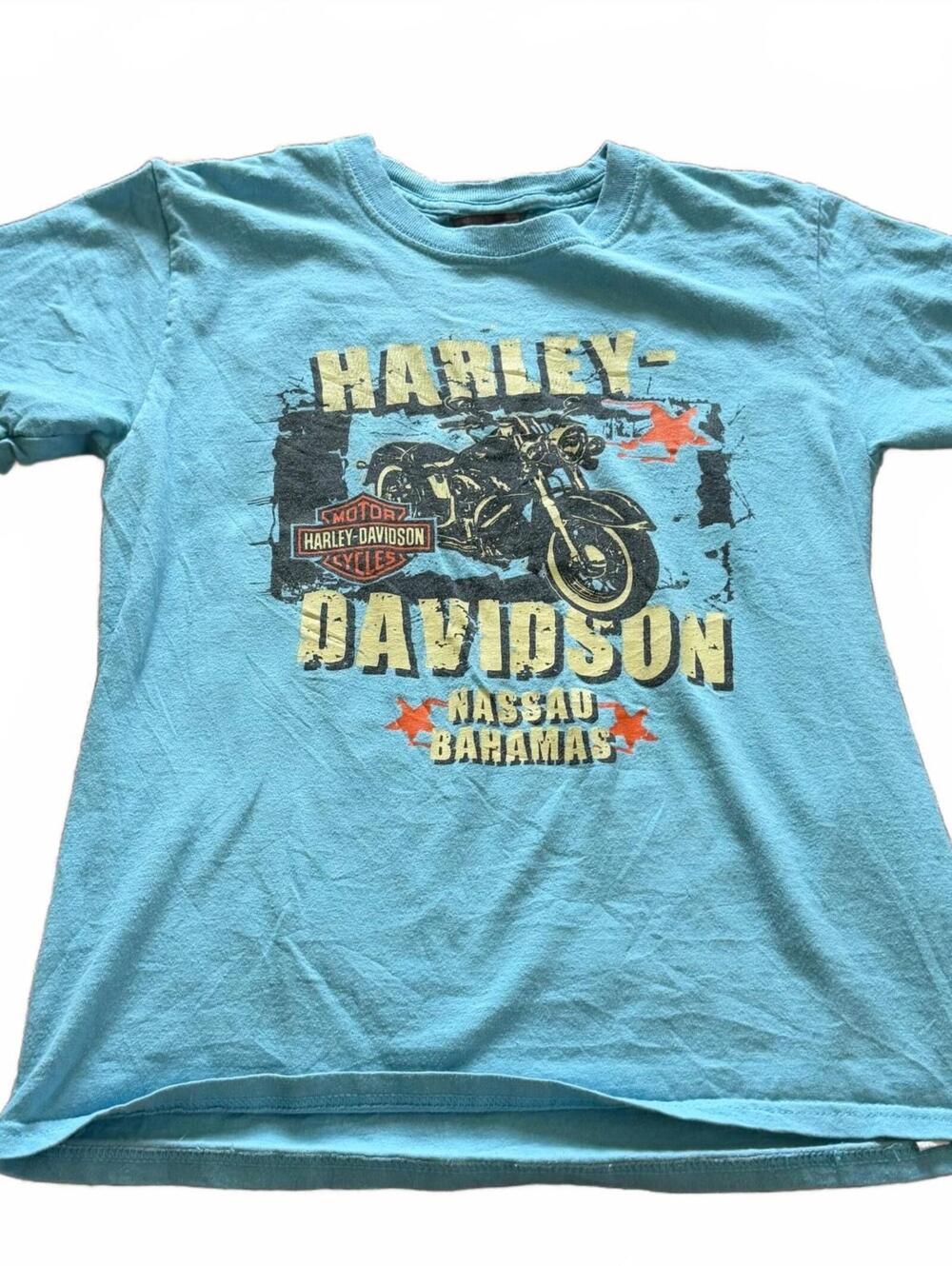 Harley-Davidson Nassau Bahamas Blue Motorcycle Graphic Tee Size Large